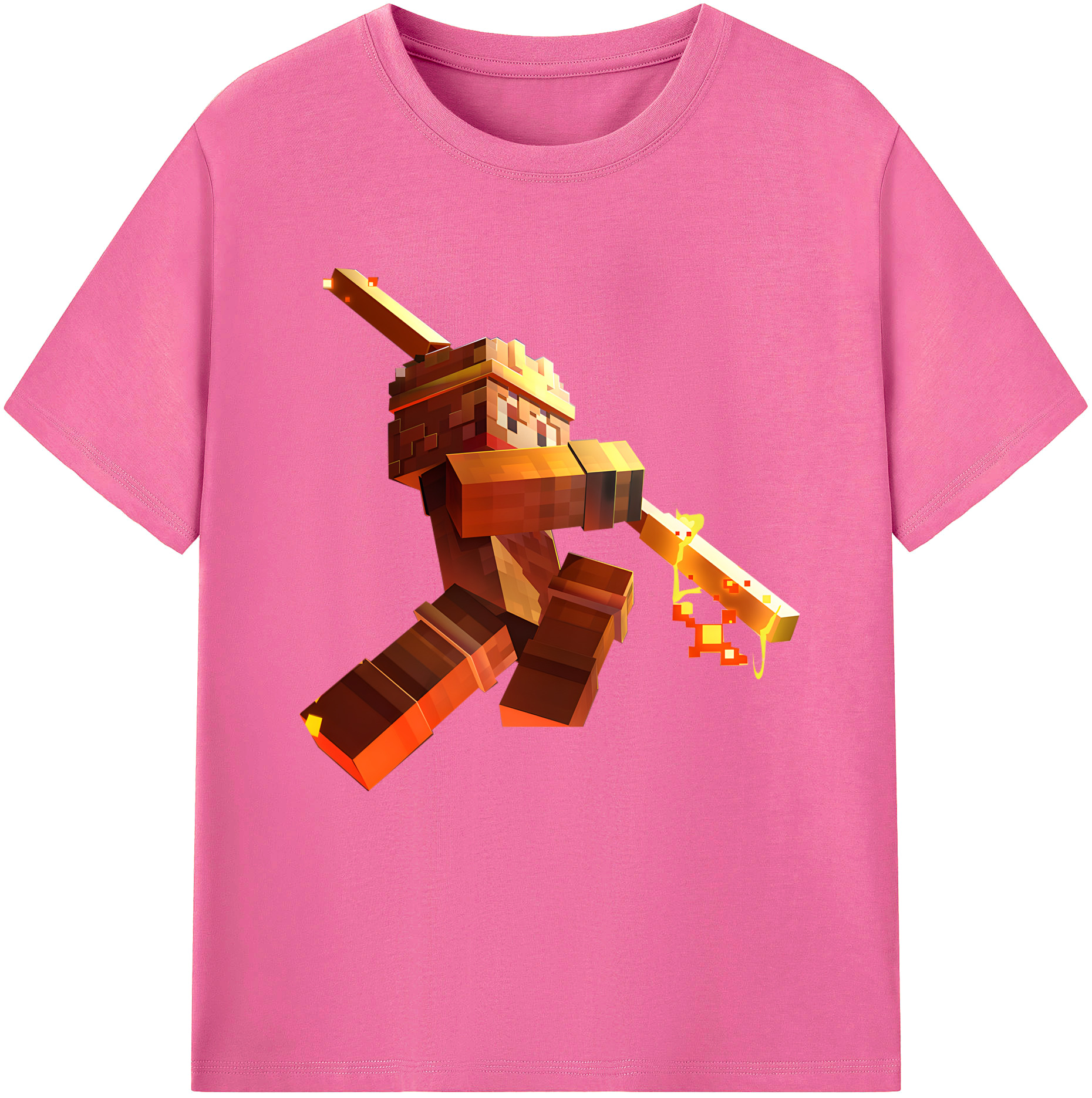 （画像用） マインクラフト ブロックの世界 Minecraft MC Block world レディースカジュアルプリントTシャツ（綿100％）